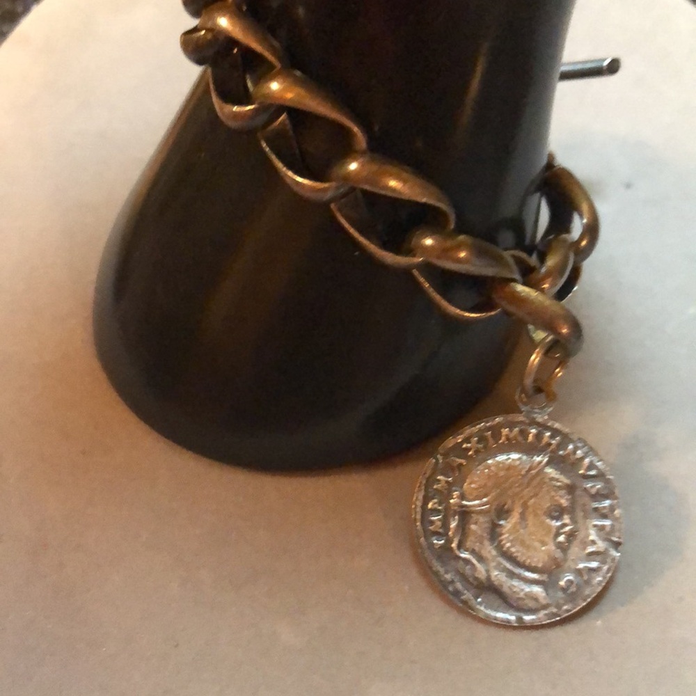 Ancient Roman Coin Oxidized Silver Bracelet